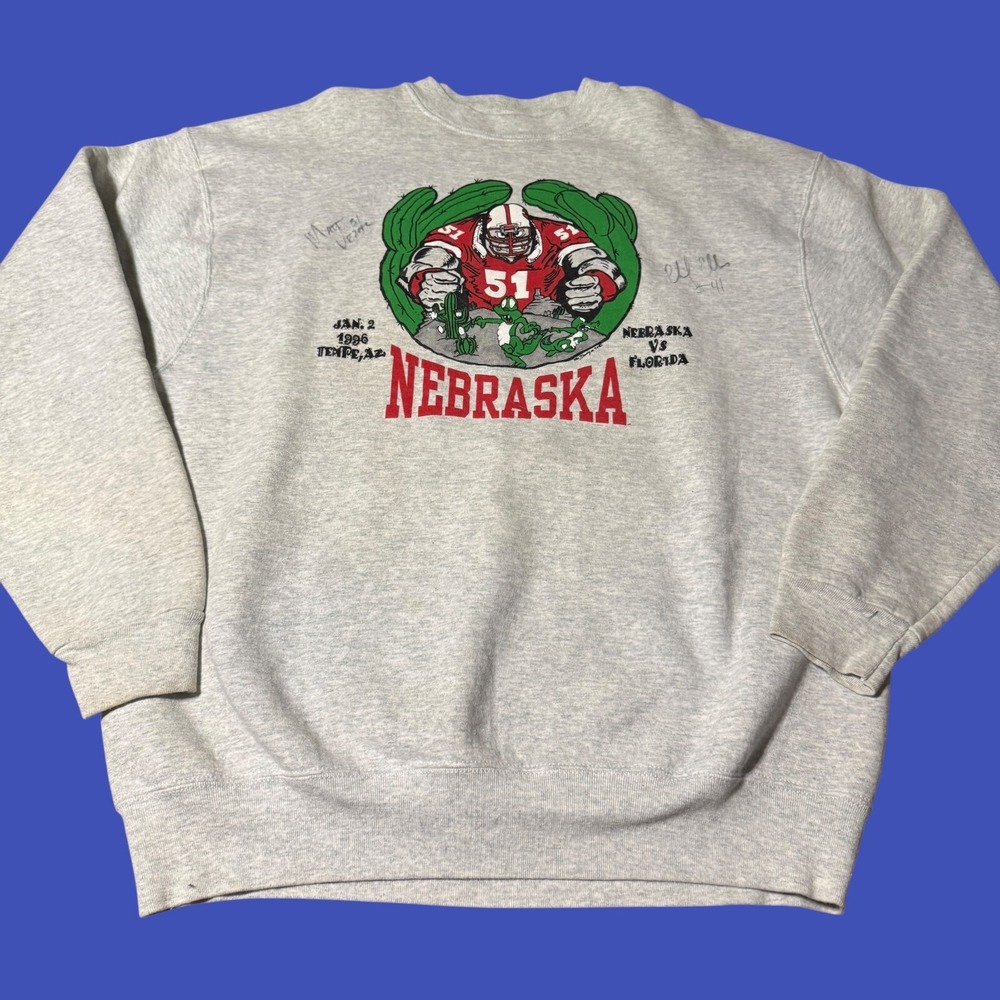 1996 Autographed Huskers College Football Championship Florida Sweatshirt XXL